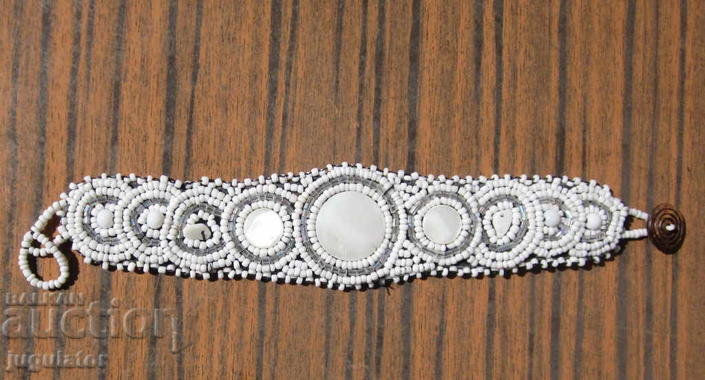 Antique Bulgarian folk bracelet jewelry made of beads and mother-of-pearl Antique Bulgarian folk bracelet jewelry made of beads and mother-of-pearl