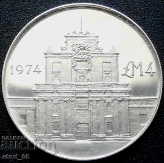 Malta 4 pounds 1974