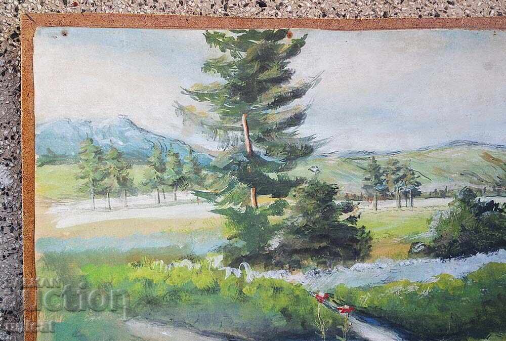 Auction  Landscape near the village of Govedartsi, Rila - old painting, watercolor