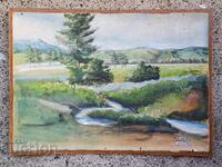 Landscape near the village of Govedartsi, Rila - old painting, watercolor