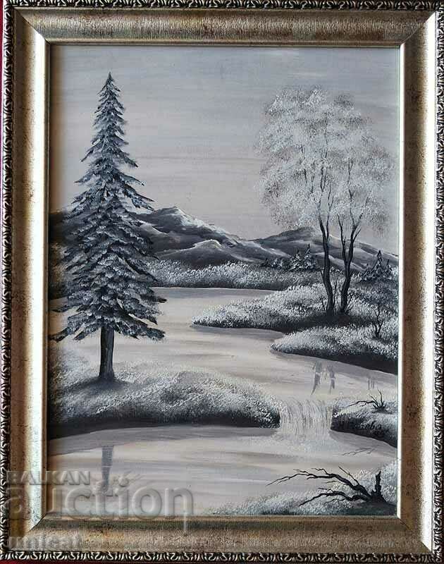 Old painting - Winter landscape