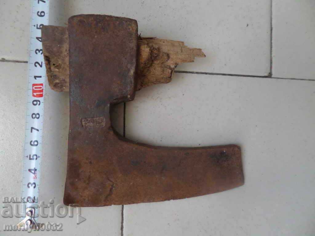 Auction Old ax with seal marking tool wrought iron Auction Old ax with seal marking tool wrought iron
