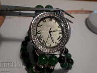Ladies' watch, chain, sapphire and emerald