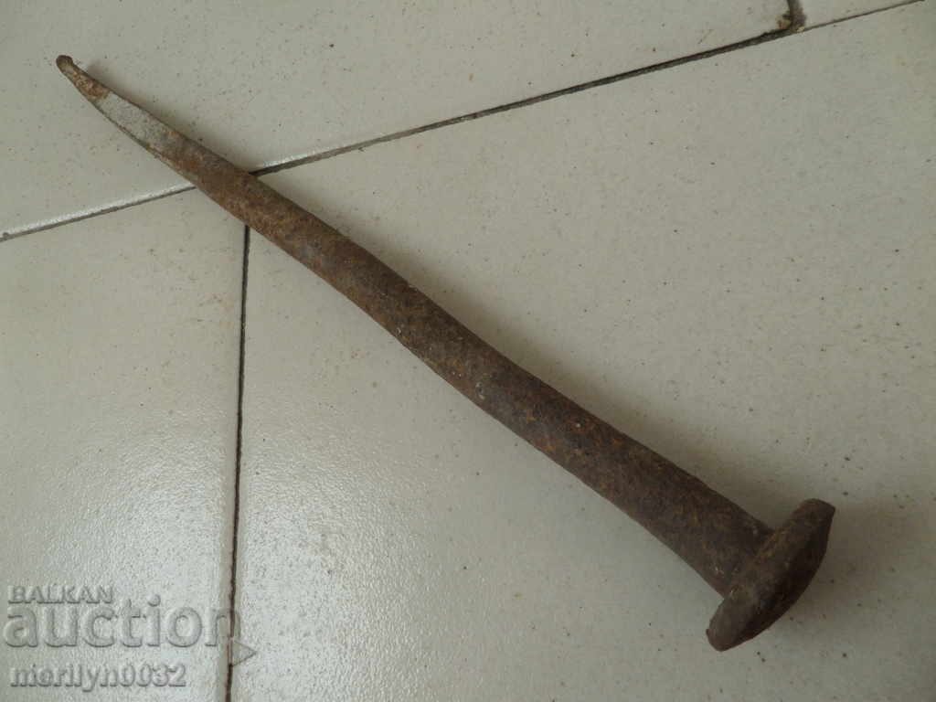 Auction  Old forged wagon for donkey wrought iron wedge big nail