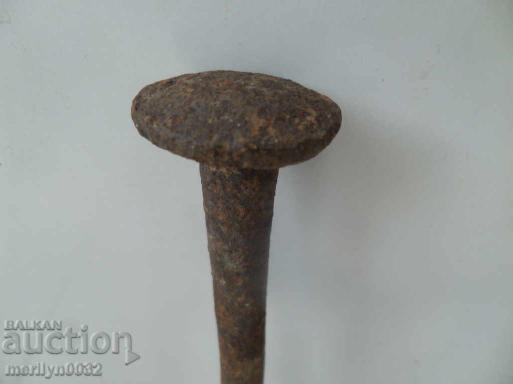 Old forged wagon for donkey wrought iron wedge big nail - 5