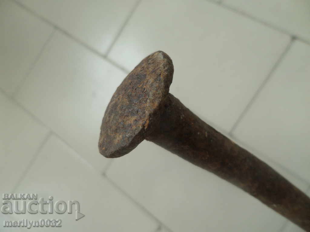 Old forged wagon for donkey wrought iron wedge big nail - 6