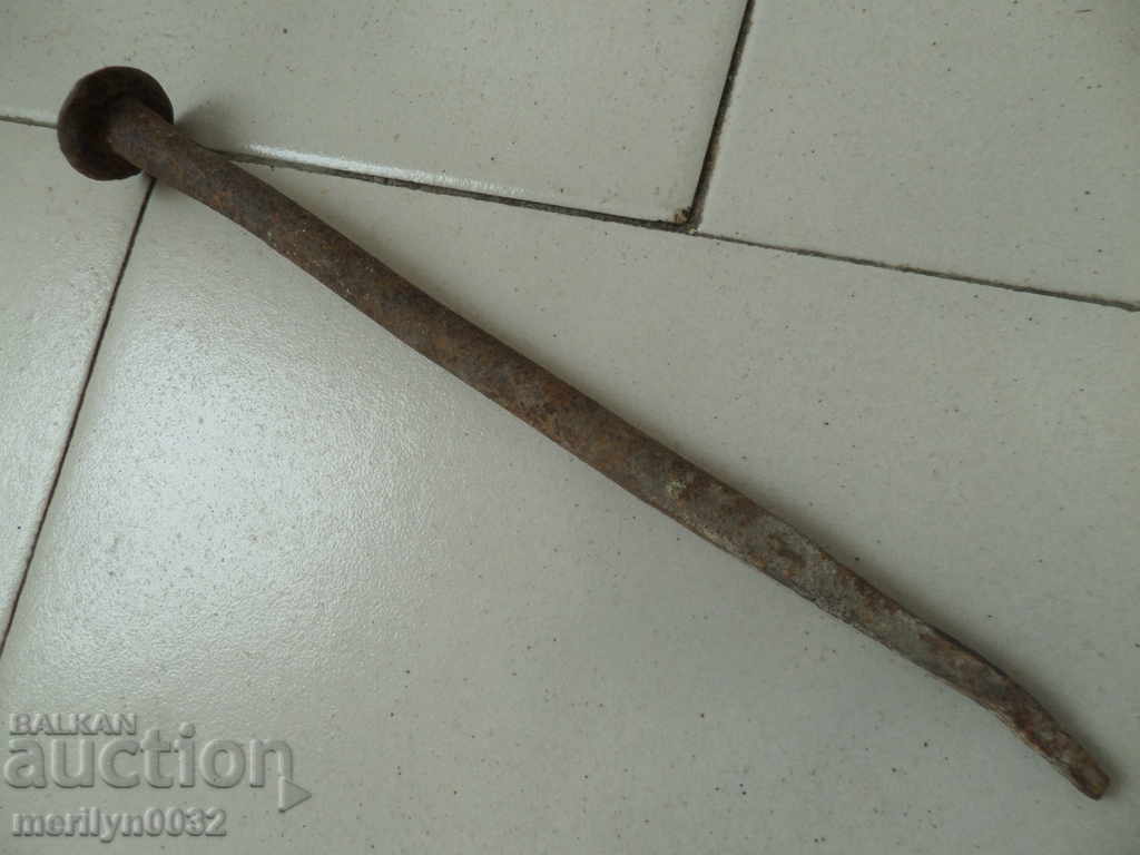Old forged wagon for donkey wrought iron wedge big nail - 7