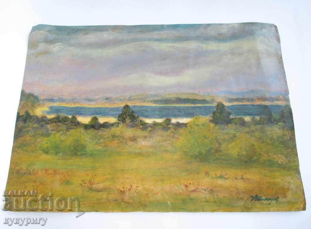 Delivery of Old painting "Sea Bay" landscape painting signed 1959