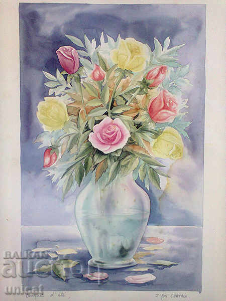 Vaza cu flori, reproducere franceză