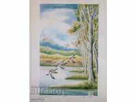 "Landscape with ducks", reproduction on embossed paper, France