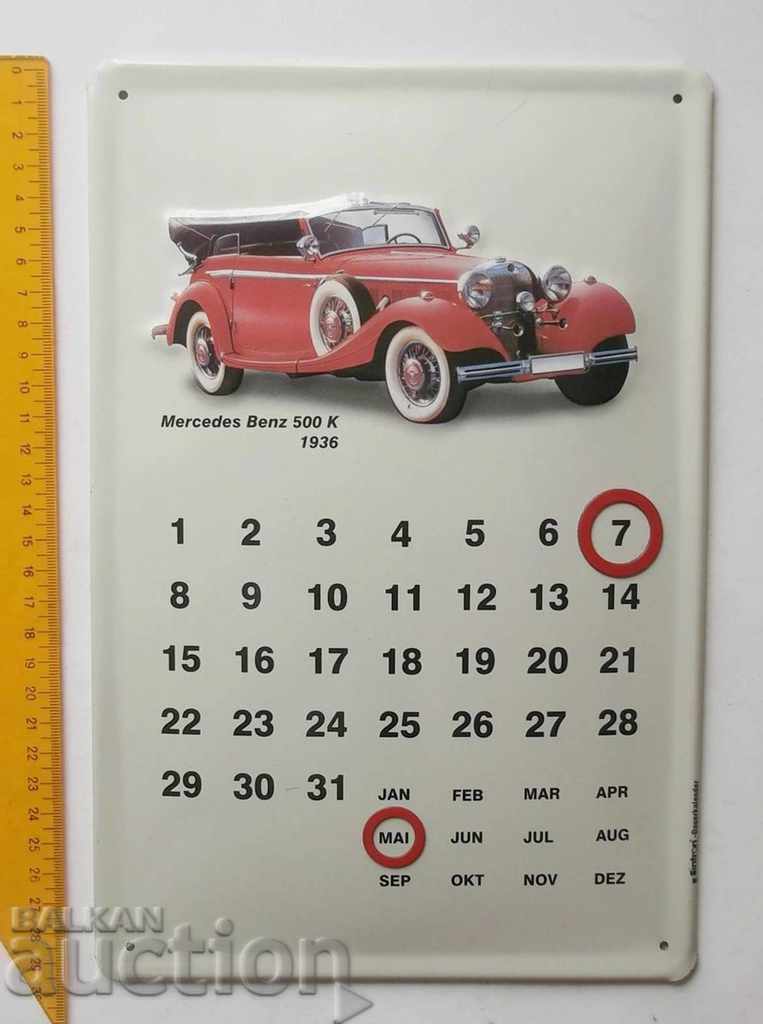 Auction Metal calendar plate Mercedes Benz 500 K 1936 Mercedes Auction Metal calendar plate Mercedes Benz 500 K 1936 Mercedes