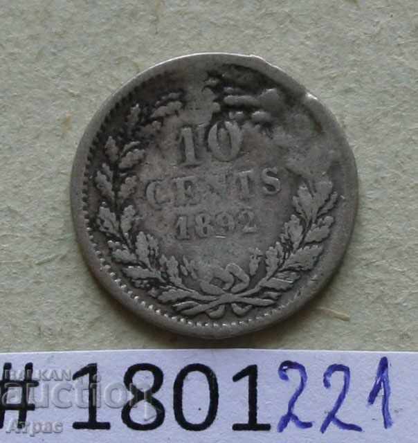 10 cents 1892 Netherlands