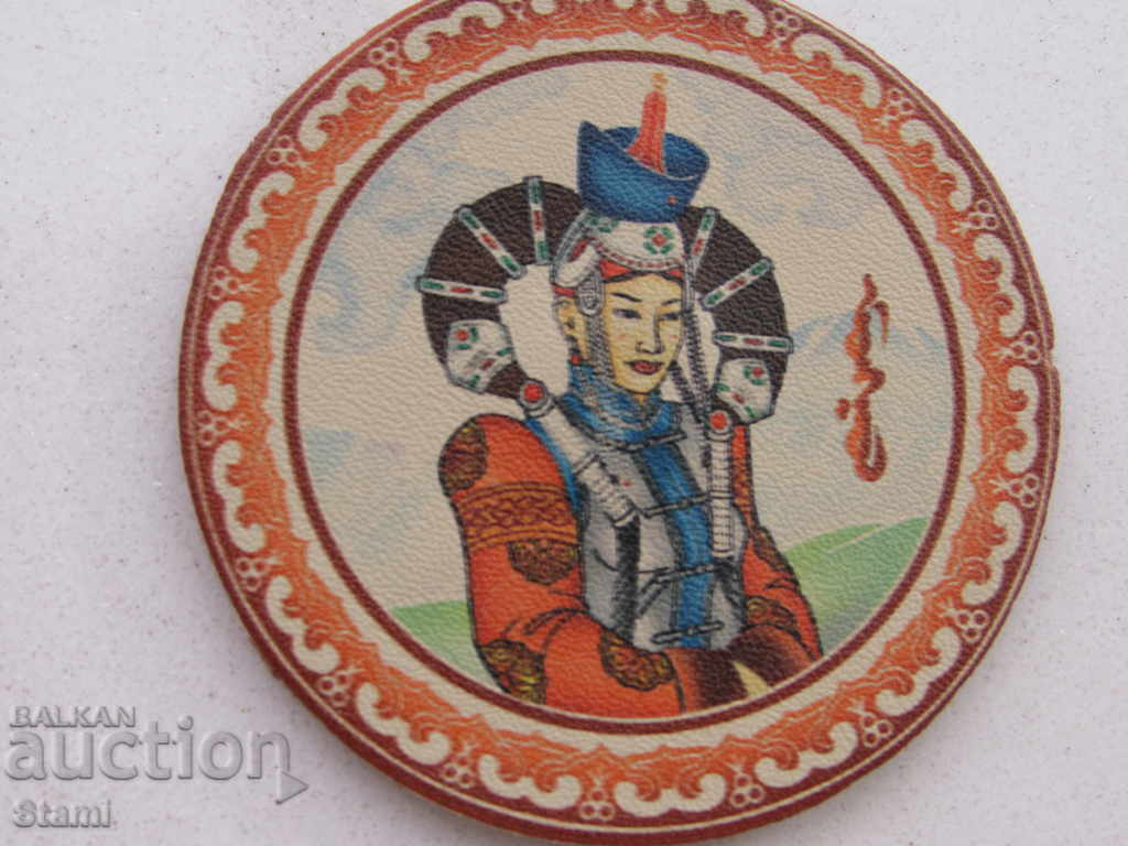 Authentic leather magnet from Mongolia-series-12