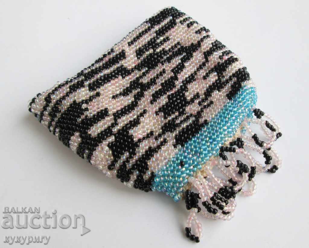 Auction Old beaded handkerchief hand-knit glass beads Auction Old beaded handkerchief hand-knit glass beads