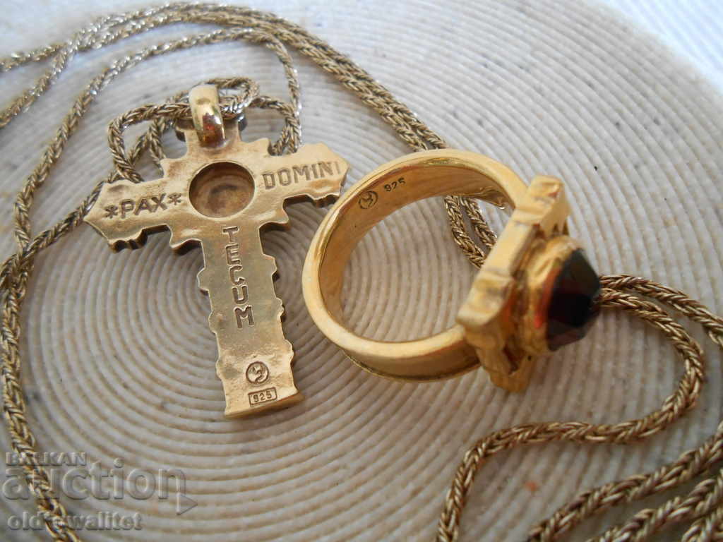 Παράδοση Ασημένιο δαχτυλίδι, Κολιέ Ασημένιο ασήμι 925ο. Γρανάτης Παράδοση Ασημένιο δαχτυλίδι, Κολιέ Ασημένιο ασήμι 925ο. Γρανάτης