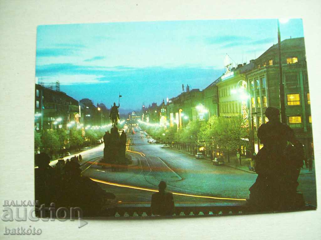 Стара пощенска картичка - Прага, Вацлавски площад