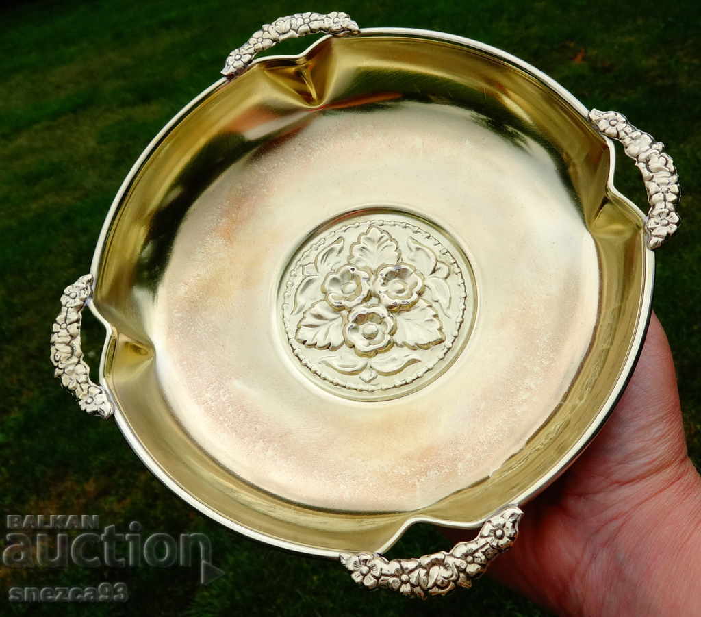 Bronze fruit bowl, bowl with embossed flowers, baroque - 7 Bronze fruit bowl, bowl with embossed flowers, baroque - 7