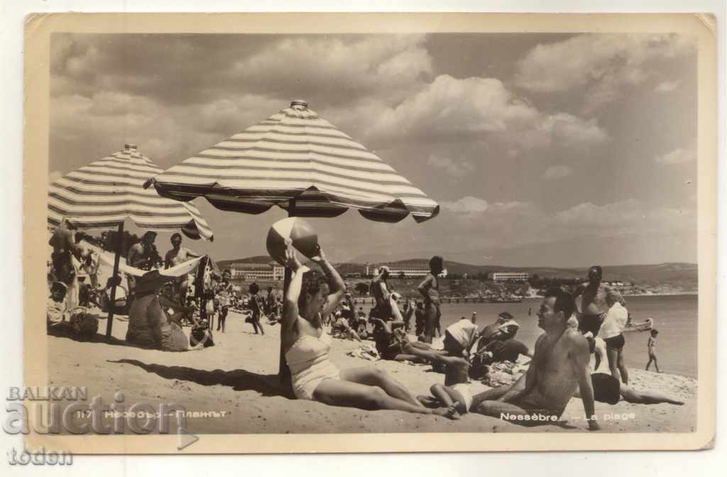 POST-CARD-NESSEBAR-BEACH-1960-BLACK WHITE