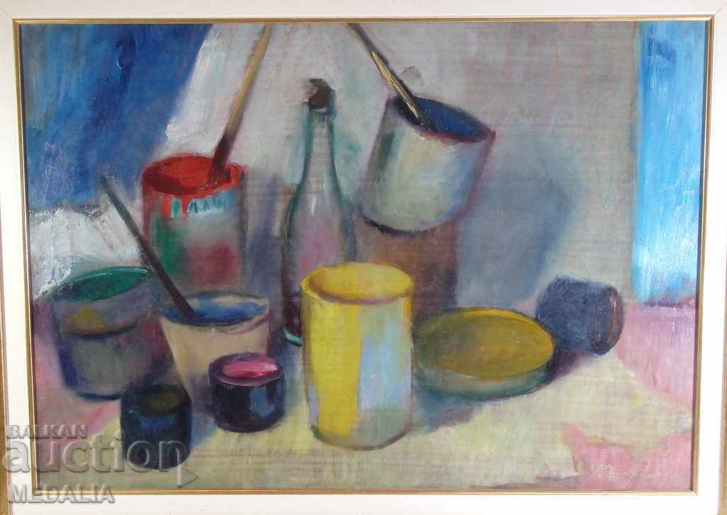 Rada Poptosheva-Still Life-Oil. paint-signed-with identification with price 2000.00 BGN | € 1022.58 Rada Poptosheva-Still Life-Oil. paint-signed-with identification with price 2000.00 BGN | € 1022.58