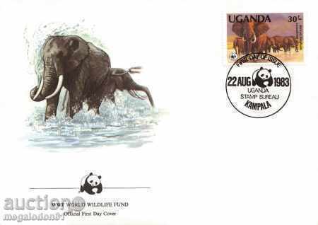 Auction WWF set of envelopes Uganda 1983 - elephant Auction WWF set of envelopes Uganda 1983 - elephant