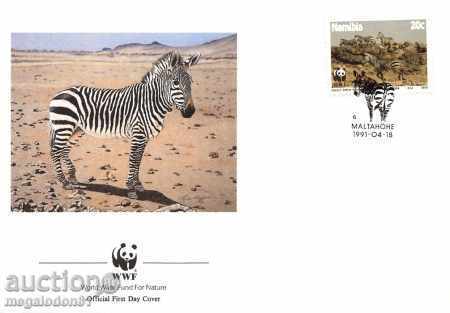 WWF комплект първодневни пликове Намибия 1991 - зебра