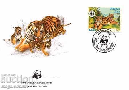 WWF комплект първодн. пликове Лаос - тигър 1984