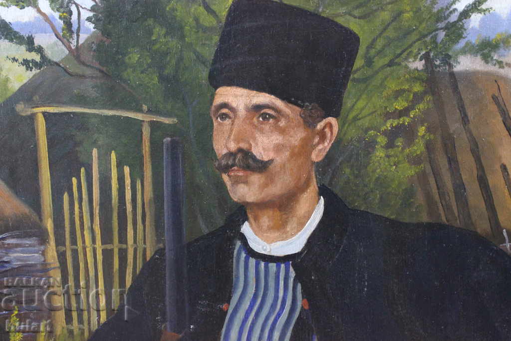 Picture "Peasant with a ram" Nikolay Rostovtsev. 1945. Identification with price 6500.00 BGN | € 3323.40 Picture "Peasant with a ram" Nikolay Rostovtsev. 1945. Identification with price 6500.00 BGN | € 3323.40