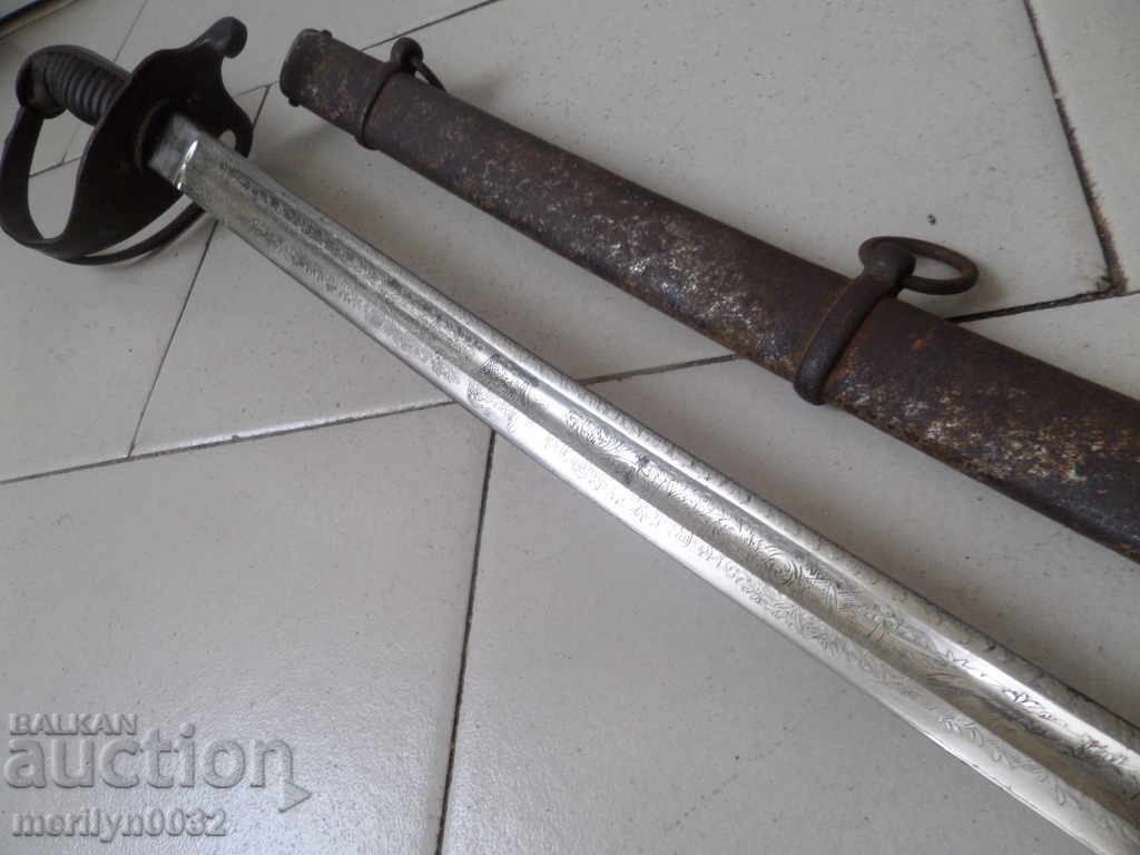 Auction Romanian officer's saber cania checkers blade sword palash RTOV Auction Romanian officer's saber cania checkers blade sword palash RTOV