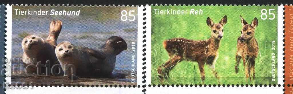 Чисти марки Фауна Малки Елени и  Тюлени 2018 от Германия