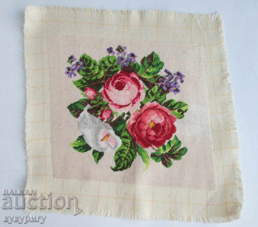 Hand sewn rectangular tapestry Flowers unused