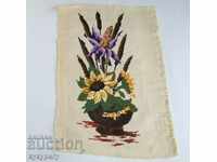 Unused hand sewn rectangular tapestry vase with Flowers