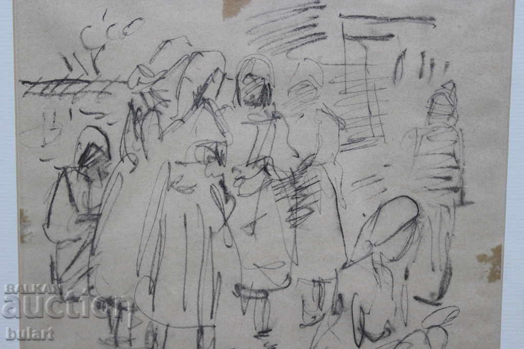 Drawing "Market" Bencho Obreshkov. Pencil. Identification with price 2100.00 BGN | € 1073.71 Drawing "Market" Bencho Obreshkov. Pencil. Identification with price 2100.00 BGN | € 1073.71