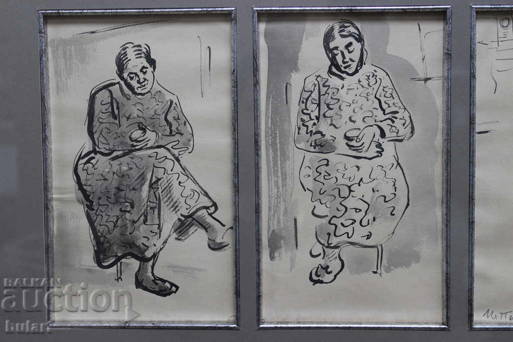 Auction Drawing "Triptych" Ilia Petrov. Touche. Identification Auction Drawing "Triptych" Ilia Petrov. Touche. Identification