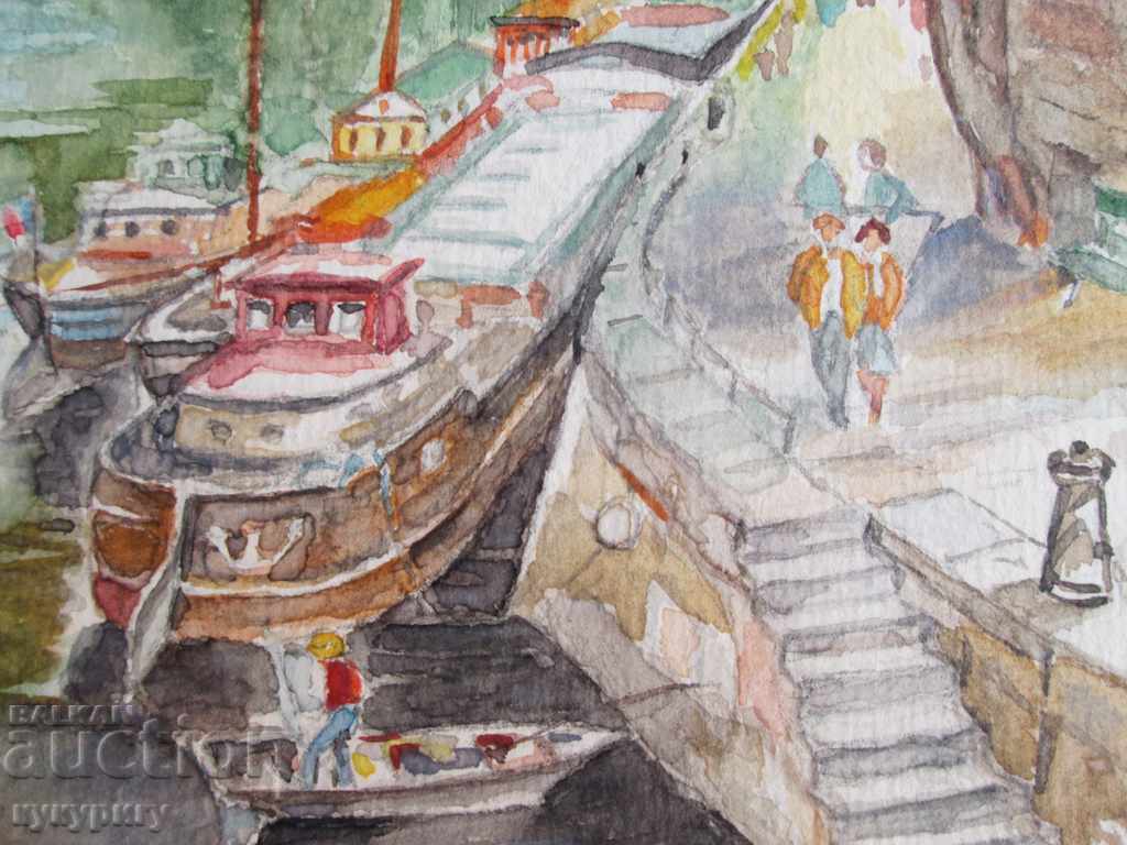 Auction Painted landscape watercolor drawing picture "River Channel" Auction Painted landscape watercolor drawing picture "River Channel"