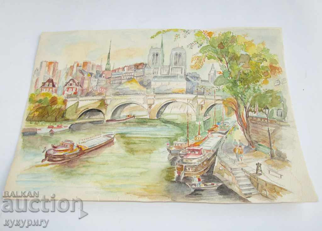 Painted landscape watercolor drawing picture "River Channel" - 7 Painted landscape watercolor drawing picture "River Channel" - 7