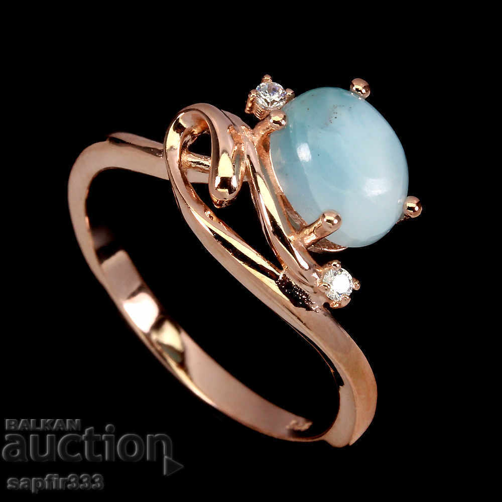 SILVER RING WITH NATURAL LARIMAR AND CYCLONS with price 167.00 BGN | € 85.39