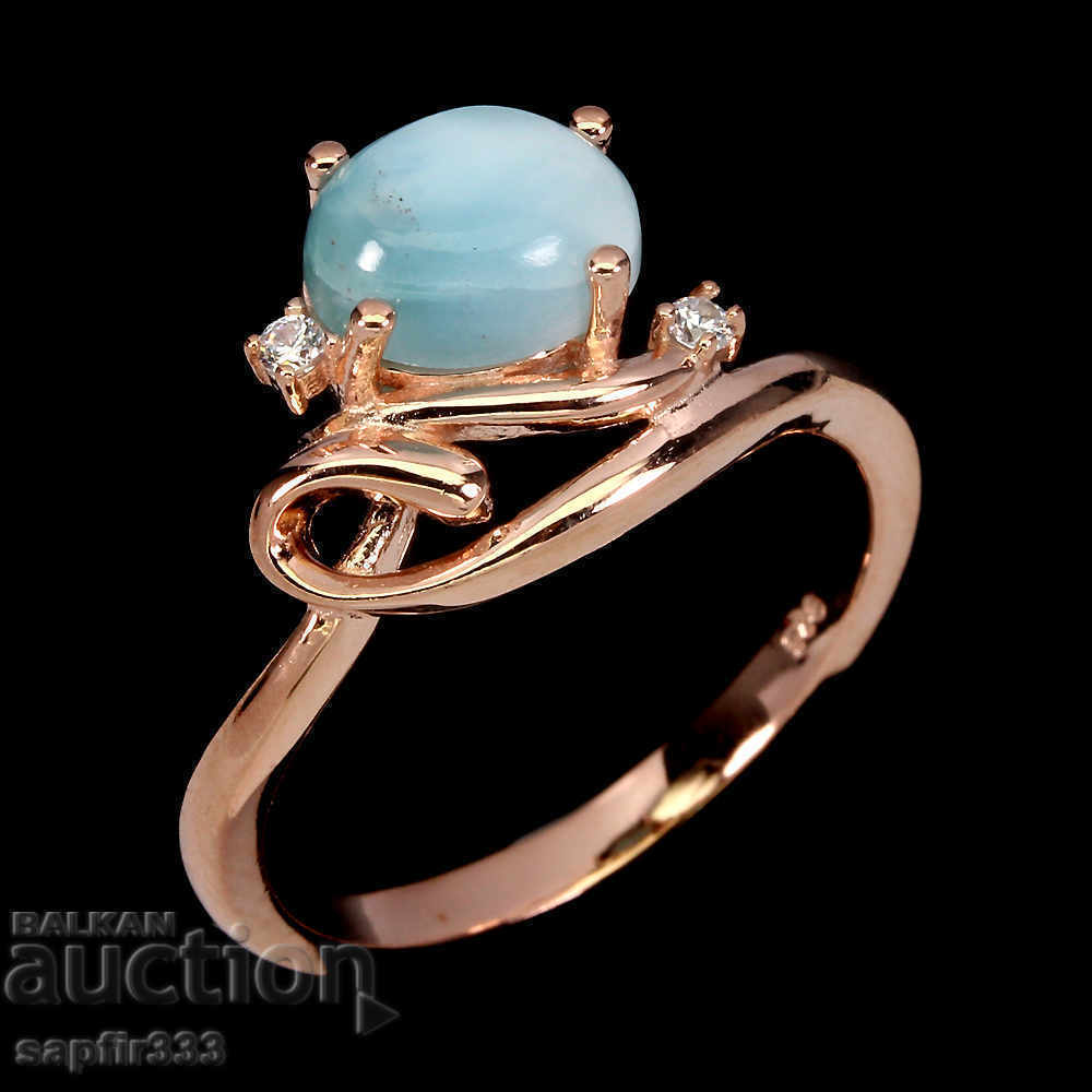 Auction  SILVER RING WITH NATURAL LARIMAR AND CYCLONS