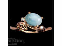 SILVER RING WITH NATURAL LARIMAR AND CYCLONS