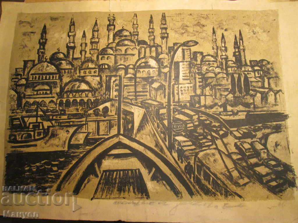 Продавам стара литография-"Истанбул".RRRRRRRRRRR
