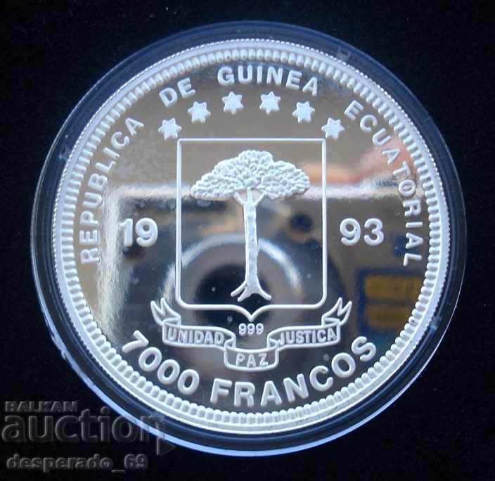 (¯`'•.¸ 7000 francs 1993 EQUATORIAL GUINEA UNC-¸.•'´¯) with price 75.00 BGN | € 38.35