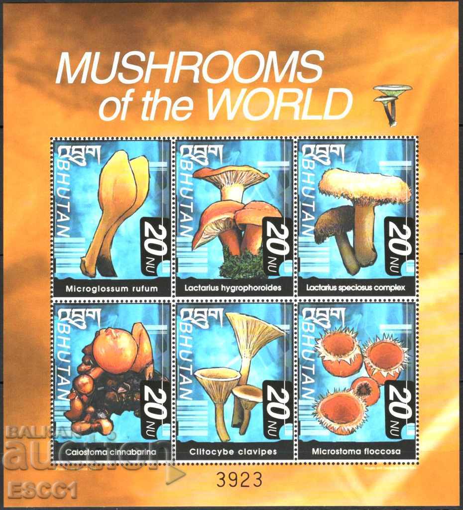 Pure Brands on a Little Sheet Flora Mushrooms 1999 from Bhutan