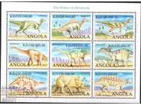 Καθαρές μάρκες σε ένα μικρό φύλλο Dinosaur Fauna 1998 από την Αγκόλα