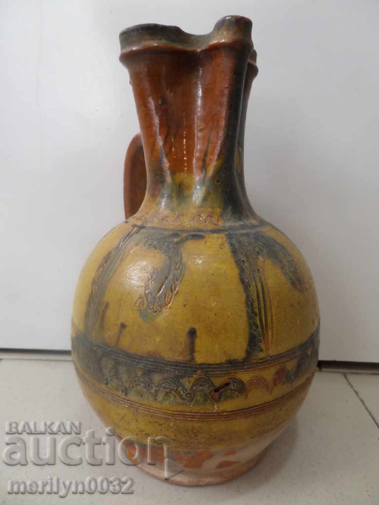 Auction Crown 19th-century old pitcher potted jar pottery ceramics Auction Crown 19th-century old pitcher potted jar pottery ceramics