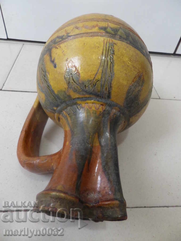 Crown 19th-century old pitcher potted jar pottery ceramics - 7 Crown 19th-century old pitcher potted jar pottery ceramics - 7