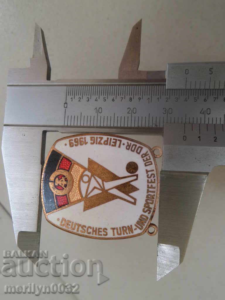 GDR embroidery sign early social badge enamel medal 1969 - 5 GDR embroidery sign early social badge enamel medal 1969 - 5