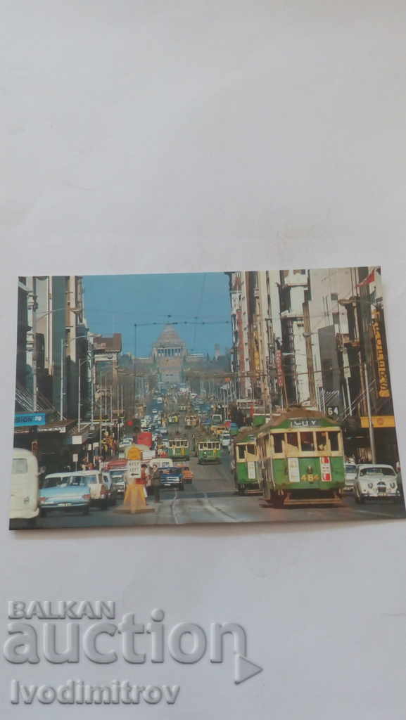 Postcard Melbourne Swanston Street 1980