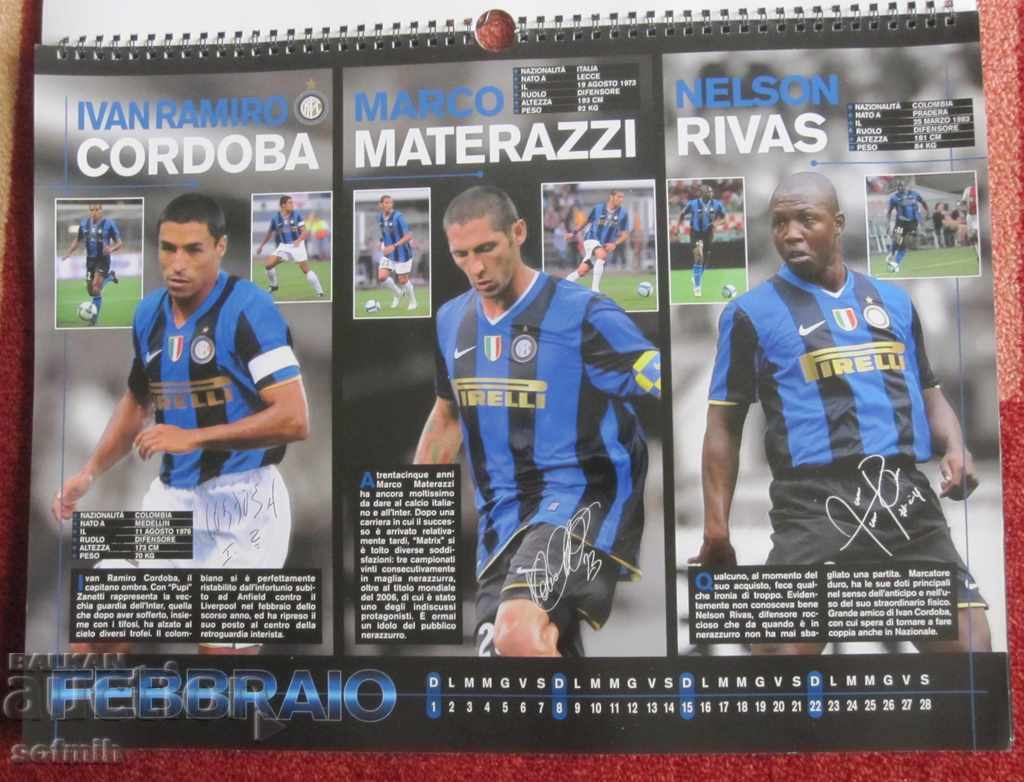 ποδοσφαιρικό ημερολόγιο Inter 2009 με τιμή 10.00 BGN | € 5.11 ποδοσφαιρικό ημερολόγιο Inter 2009 με τιμή 10.00 BGN | € 5.11