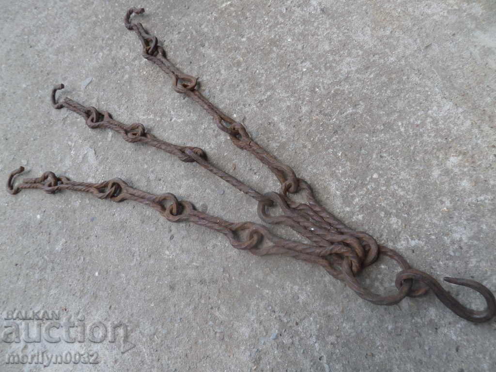 Auction Forged chain hooks for hearth, chain, lamp, candelabra Auction Forged chain hooks for hearth, chain, lamp, candelabra
