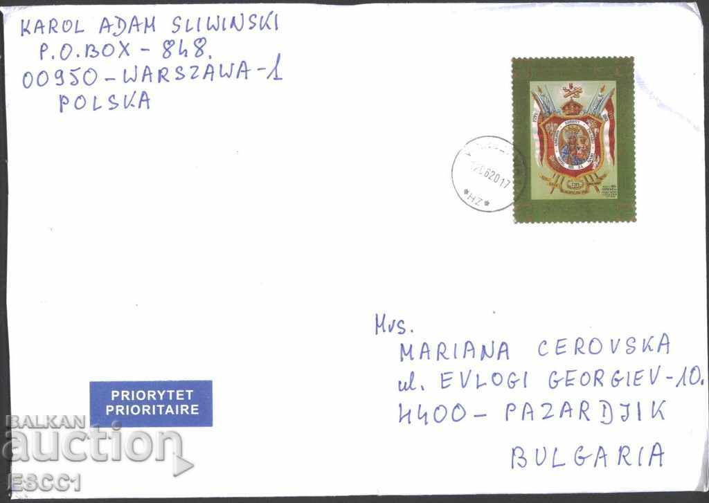Traveled envelope branded Coat of arms, Madonna 2016 from Poland