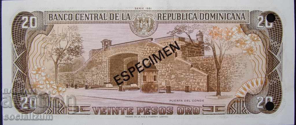 SPECIMEN Dominican 20 Peso 1981 UNC Rare cu preț € 11.25 | 22.00 BGN